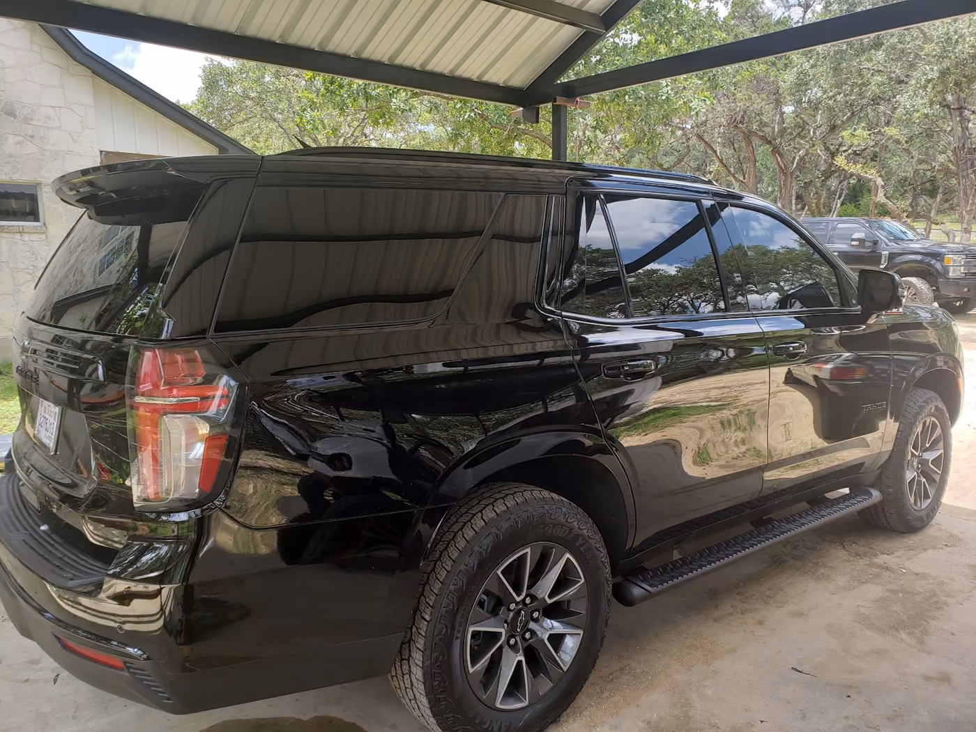 Window tint on black Chevy Tahoe - San Antonio