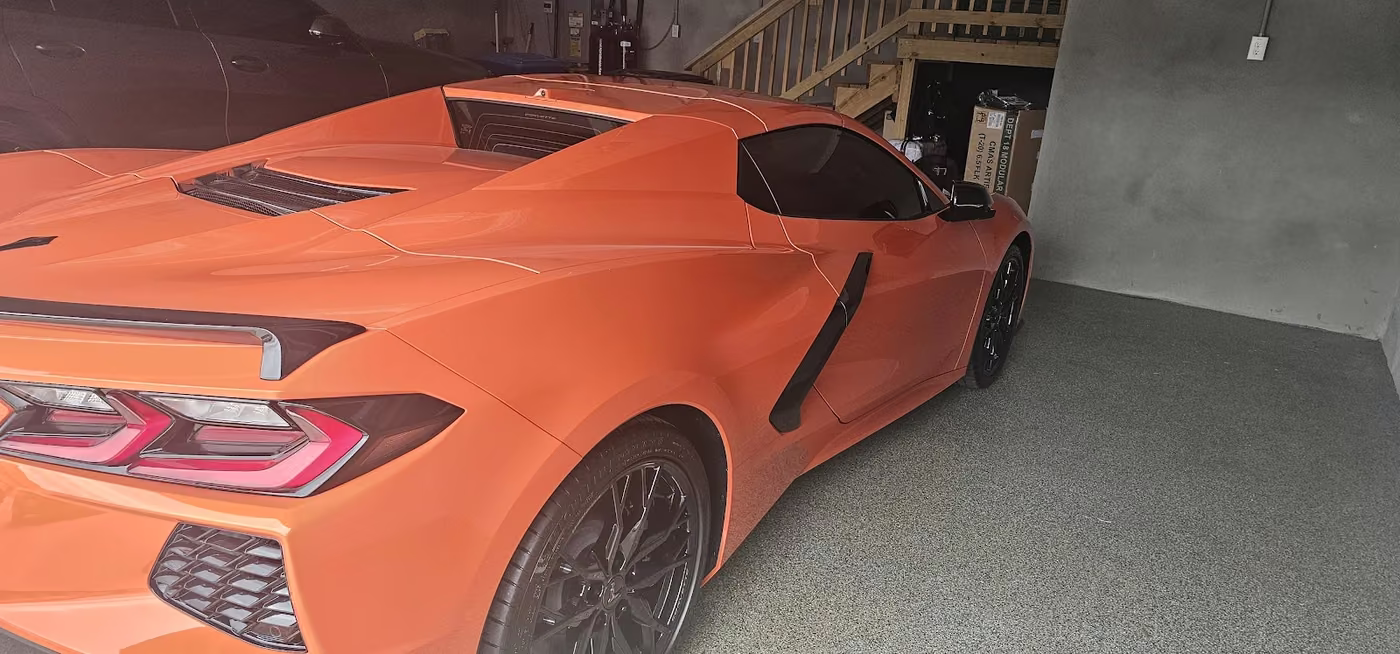 Window tint on orange Corvette C8 - San Antonio